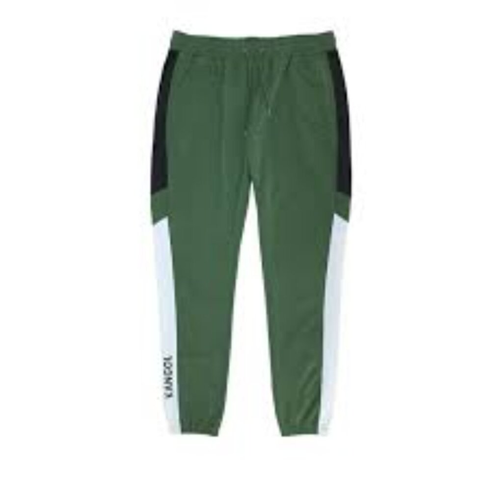 Kangol Men's Green and Black Nylon Track Pants with White Accents